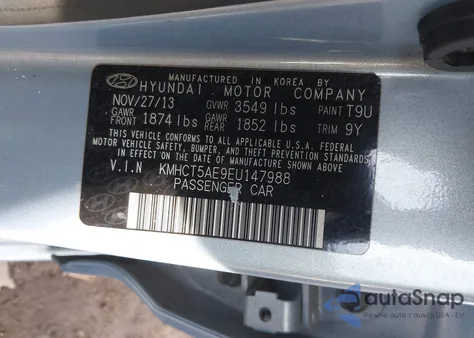 2014 Hyundai Accent Gs z USA, uszkodzony, nr VIN KMHCT5AE9EU147988